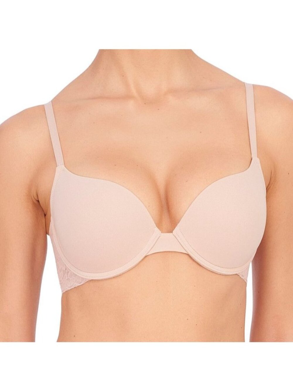 🆕Natori Sheer Glamour Push-Up Underwire T-Shirt Bra 34DD Beige #727252